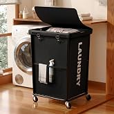 Laundry Hamper with Wheels and Lid, 150L Large Rolling Laundry Basket Black | Large Clothes Organizer, Sturdy Metal Frame, Lockable Swivel Casters, Removable Bag, For Bedroom, Bathroom, Laundry Room