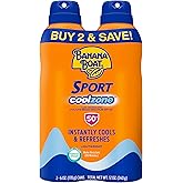 Banana Boat Sport Cool Zone SPF 50 Sunscreen Spray Twin Pack | Spray Sunscreen SPF 50, Sunblock, Oxybenzone Free, 6oz each