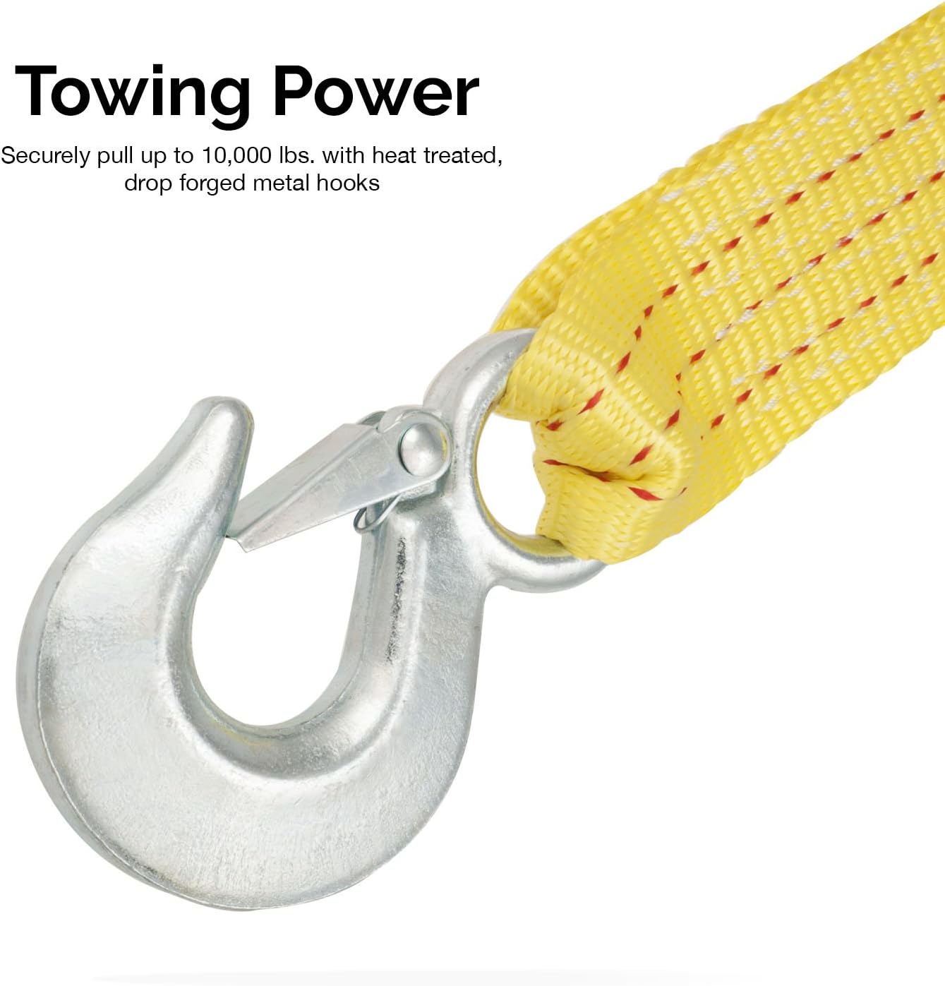 Neiko 51005A Heavy Duty Tow Strap with Safety Hooks | 2” x 20’ | 10, 000 LB Capacity | Polyester - - 