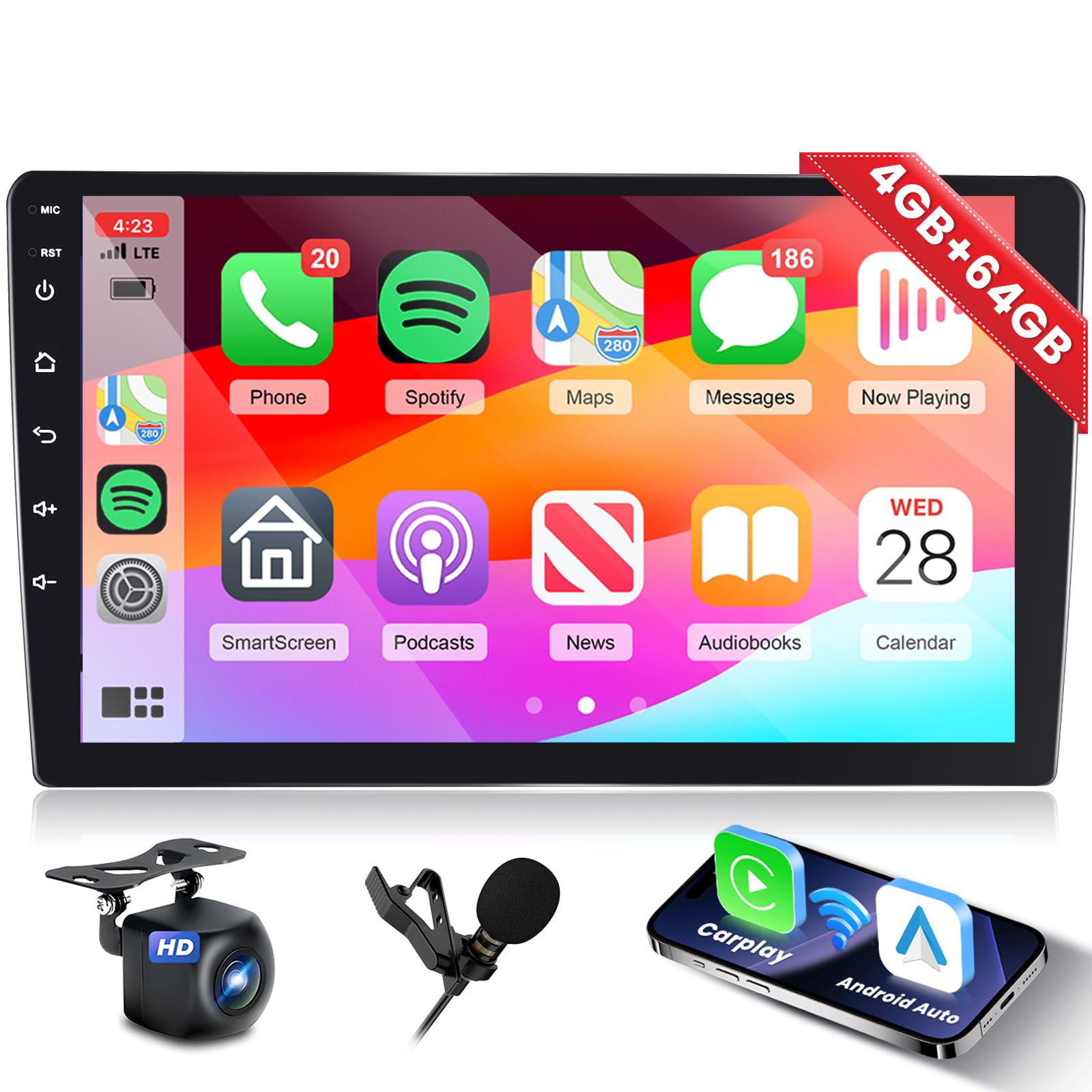 Fuluku【4+64G】 10 Inch Android Radio Double Din