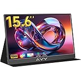 AYY 15.6 Inch Portable Monitor 1080P FHD USB-C HDMI External Display for Laptop Phone MAC PS5 Switch Xbox, Ultra-Slim 100% sRGB Portable Second Screen with Dual Speakers & Smart Cover, IPS, Black