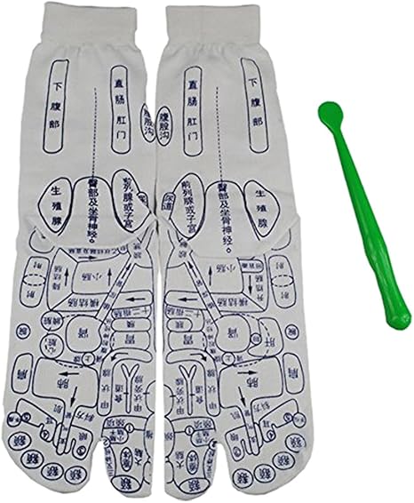 Amazon Co Jp 足裏 足つぼ 反射区 プリント くつした ツボ押し スティック付き 選べる9サイズ 服 ファッション小物