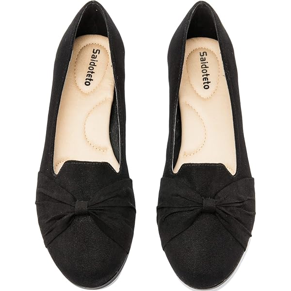 Women's Bow Slip-On Ballet Flats - Comfort Quilted Cap Toe Flat Shoes For Office & Dress