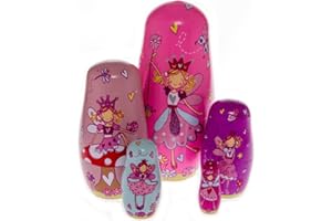 Moonmo 5pcs Beautiful Handmade Wooden Russia Nesting Dolls Gift Russian Nesting Wishing Dolls Angel Matryoshka Traditional