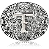 Itera Western Cowboy Initial Belt Buckle – Silver Large Letter A–Z for Men & Women