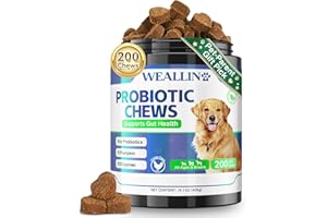 WEALLIN 200 PCS Probiotics for Dogs - Dog Probiotic Chews for Gut Health, Digestive Support & Itchy Skin Relief Pet Diarrhea Gas Treatment - Probiotics, Digestive Enzymes, Prebiotics, Pumpkin