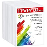 Simetufy 32 Pack 11 x 14 Inch Canvas Boards for Painting Pre-Primed Paint Canvas for Acrylic, Oil, Watercolor, Gouache, Art Supplies for Kids &Adults, Beginners & Artists