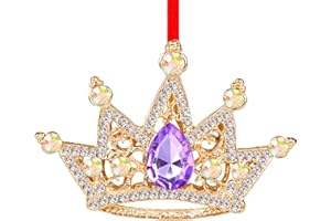 WaaHome Metal Crown Christmas Ornaments Purple and Gold Queen Crown Keepsake Ornaments for Christmas Tree Decorations Gifts for Women Girls Mom Sisters Kids