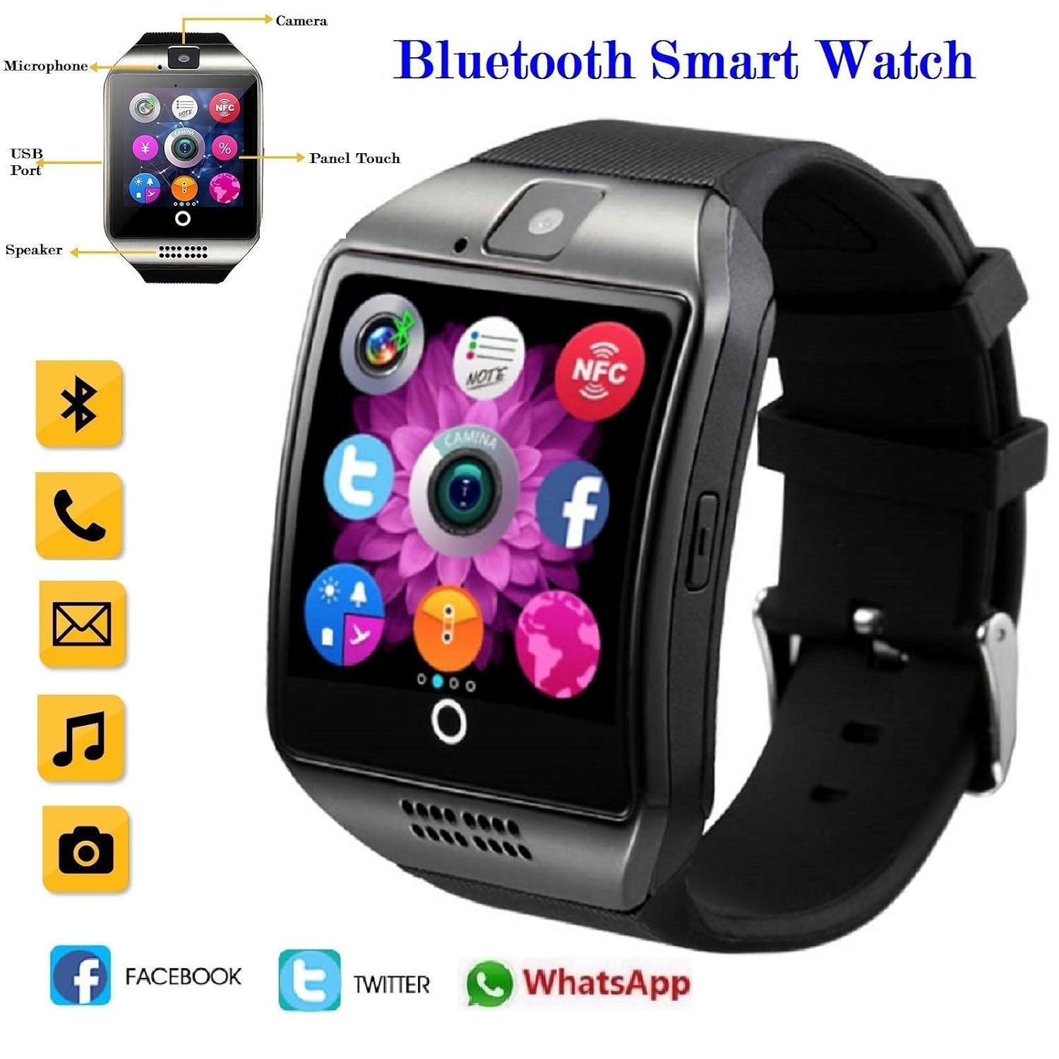 Q18 Smartwatch teléfono Bluetooth reloj de pulsera con ...