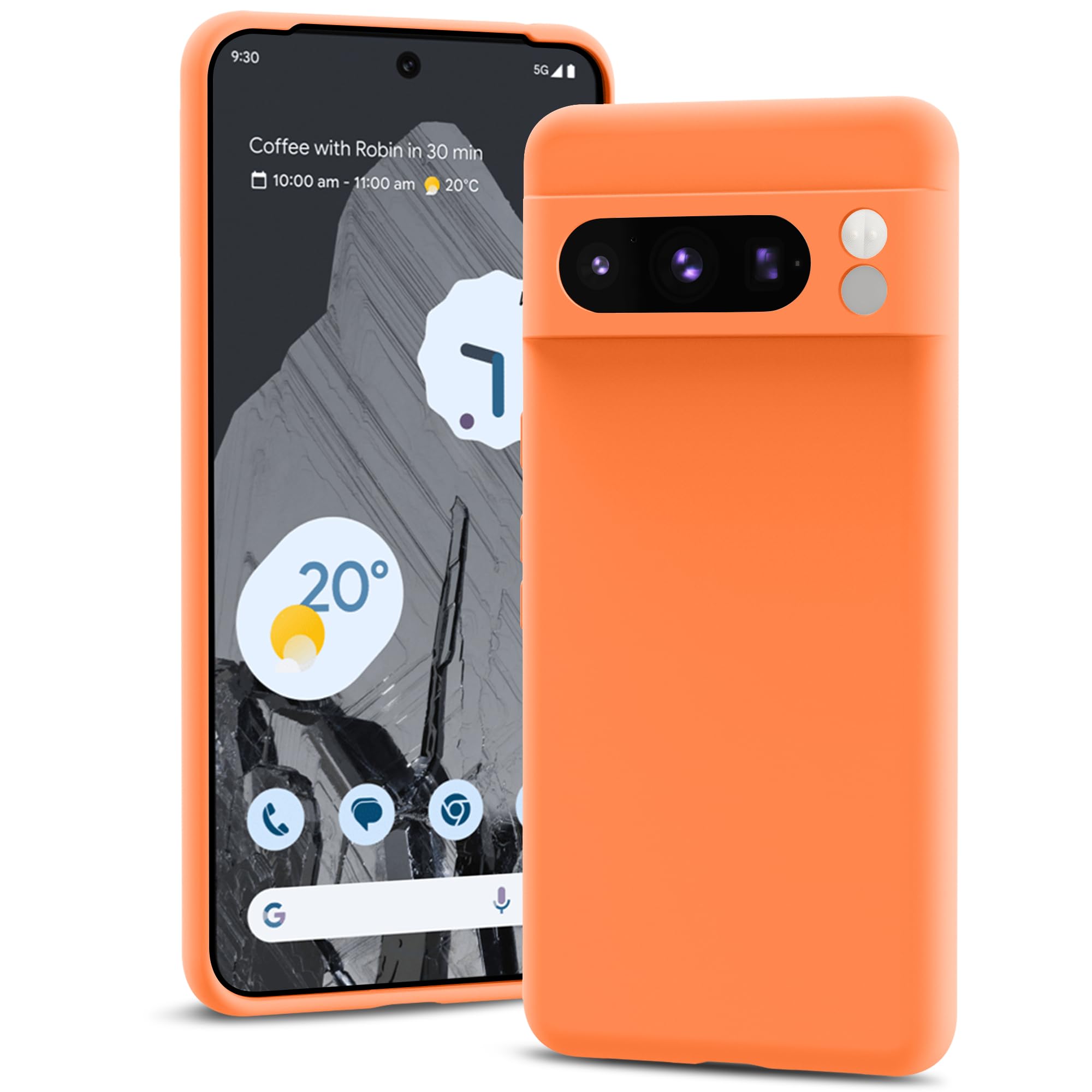 YATWIN Silicone Case for Google Pixel 8 Pro 5G, Soft-Touch, Shockproof, DustProof, Antiskid Full Body Armour Phone Cover for Google Pixel 8 Pro 5G - Orange