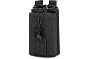 INGIDO Molle Radio Pouch Holster, Adjustable Storage Belt Holder Case Heavy Duty Nylon for Universal Two Ways Walkie Talkie, Black