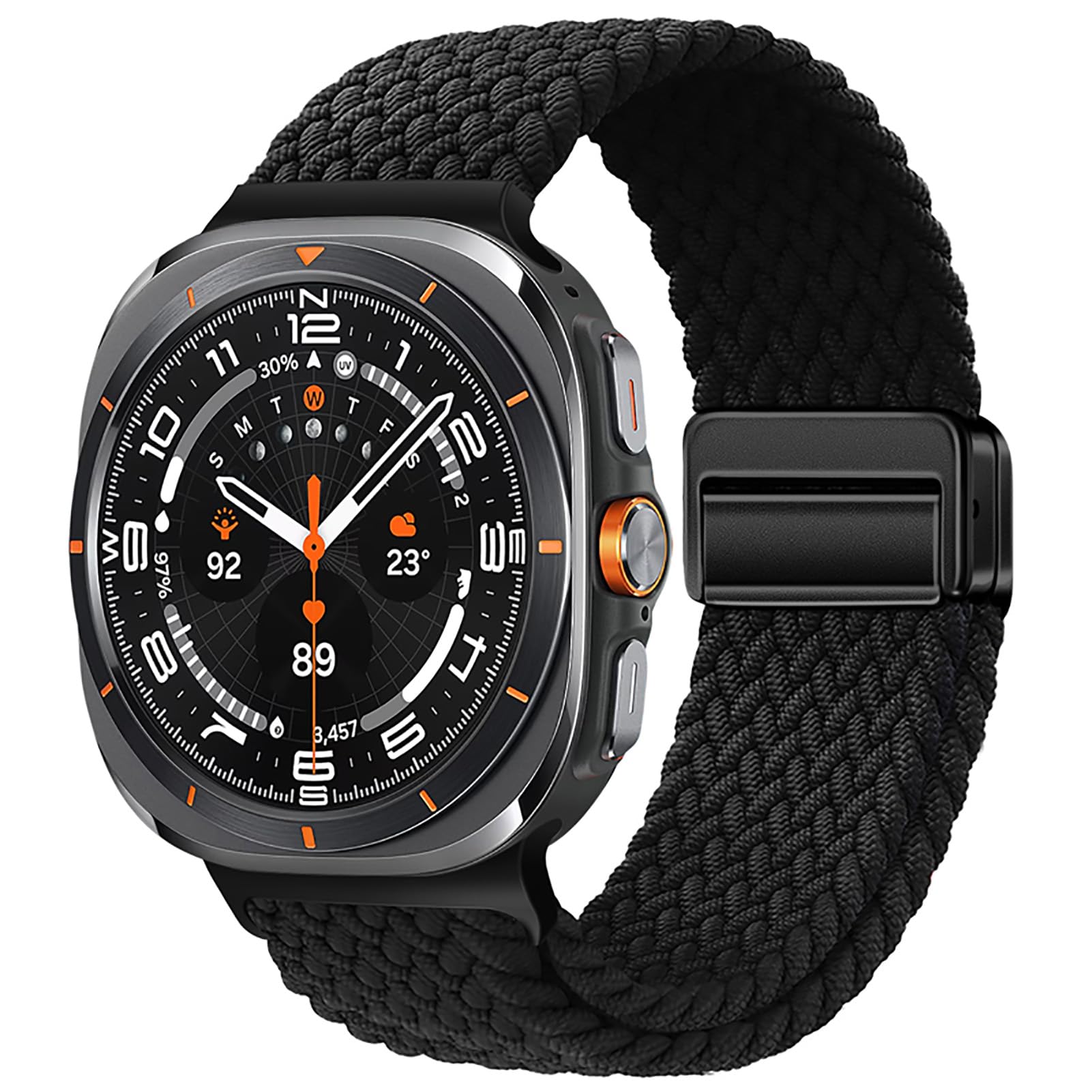 Sport Magnetic Bands Compatible with Samsung Galaxy Watch 8 Band 40mm 44mm/Galaxy Watch 8 Classic 46mm/Galaxy Watch Ultra/Ultra (2025) Band 47mm,Stretchy Nylon Braided Strap Wristband for Women Men