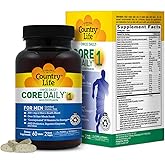 Country Life Core Daily-1 for Men - Multivitamin with Probiotics, Saw Palmetto, Pumpkin Seed Extract, and Coenzymated B Vitamins - Gluten-Free and Vegetarian - 60 Tablets