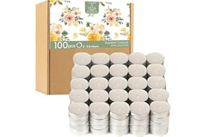 Welburn Veda&Co™ Tealight Candles - Pack of 100, 3 to 3.5 Hours Burn Time, Smokeless Unscented Tea Light 100% Fully Refined Paraffin Wax, Dripless, Christmas, Weddings Home Decor, Shabbat, Emergencies