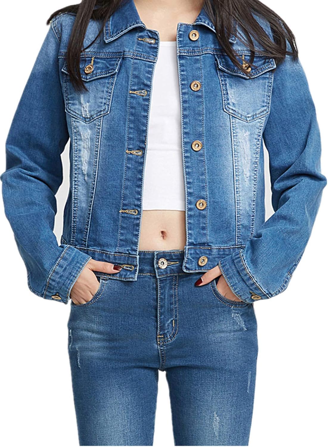 embroidered denim jacket amazon