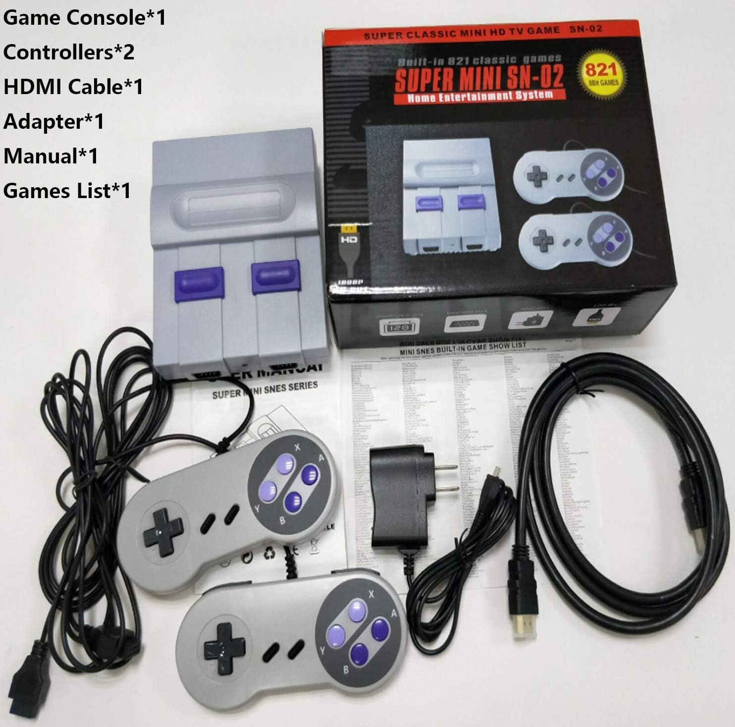 Infityle Retro Game Console with 2 Classic Controllers, HD Output 8-bit Built-in 821 Games: Computers & Accessories