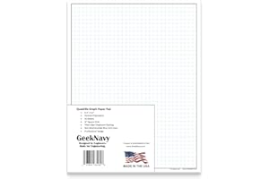 GeekNavy 8.5" x 11" Quadrille Graph Paper 50 Sheets Portrait - 0.25" 4x4 Square Grid, Blueprint, High Brightness, Border-Outlined, Drafting (1-Pack)