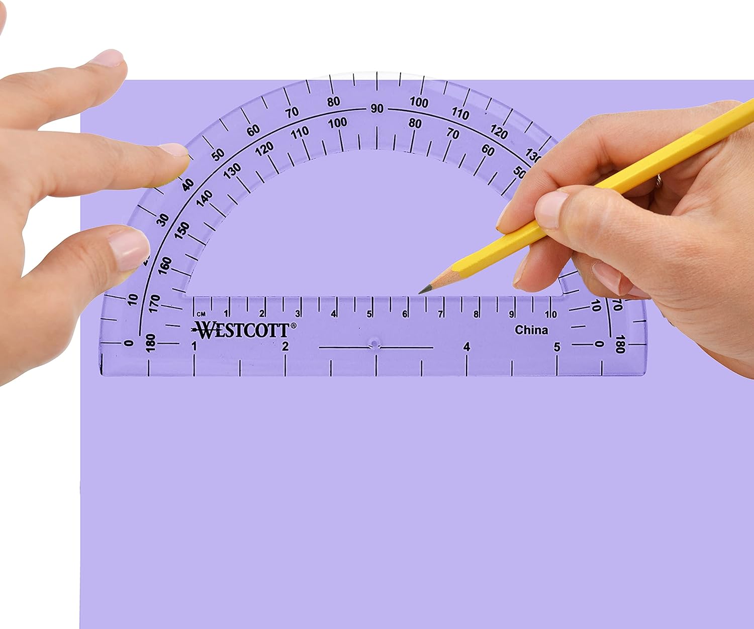 Westcott 6-Inch Plastic 180 Degree Protractor, Clear: Arts, Crafts & Sewing