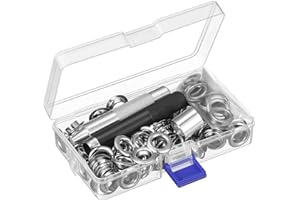 PANGDA Grommet Tool Kit, Grommet Setting Tool and 100 Sets Eyelets with Storage Box, 1/2 Inch Inside Diameter