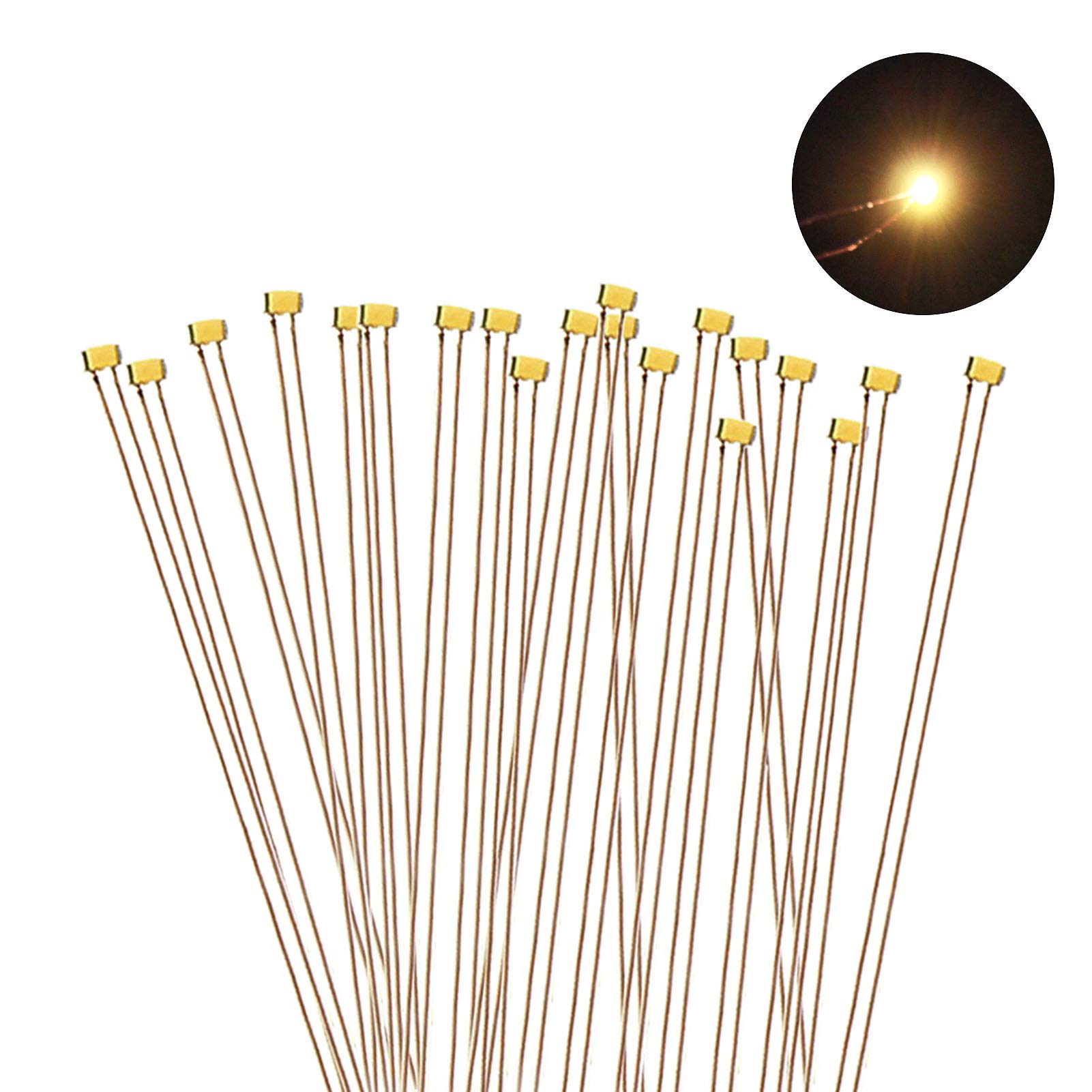 Evemodel C0402WM 20pcs Pre-soldered micro 0.1mm Copper Wired WARM WHITE SMD Led 0402 NEW