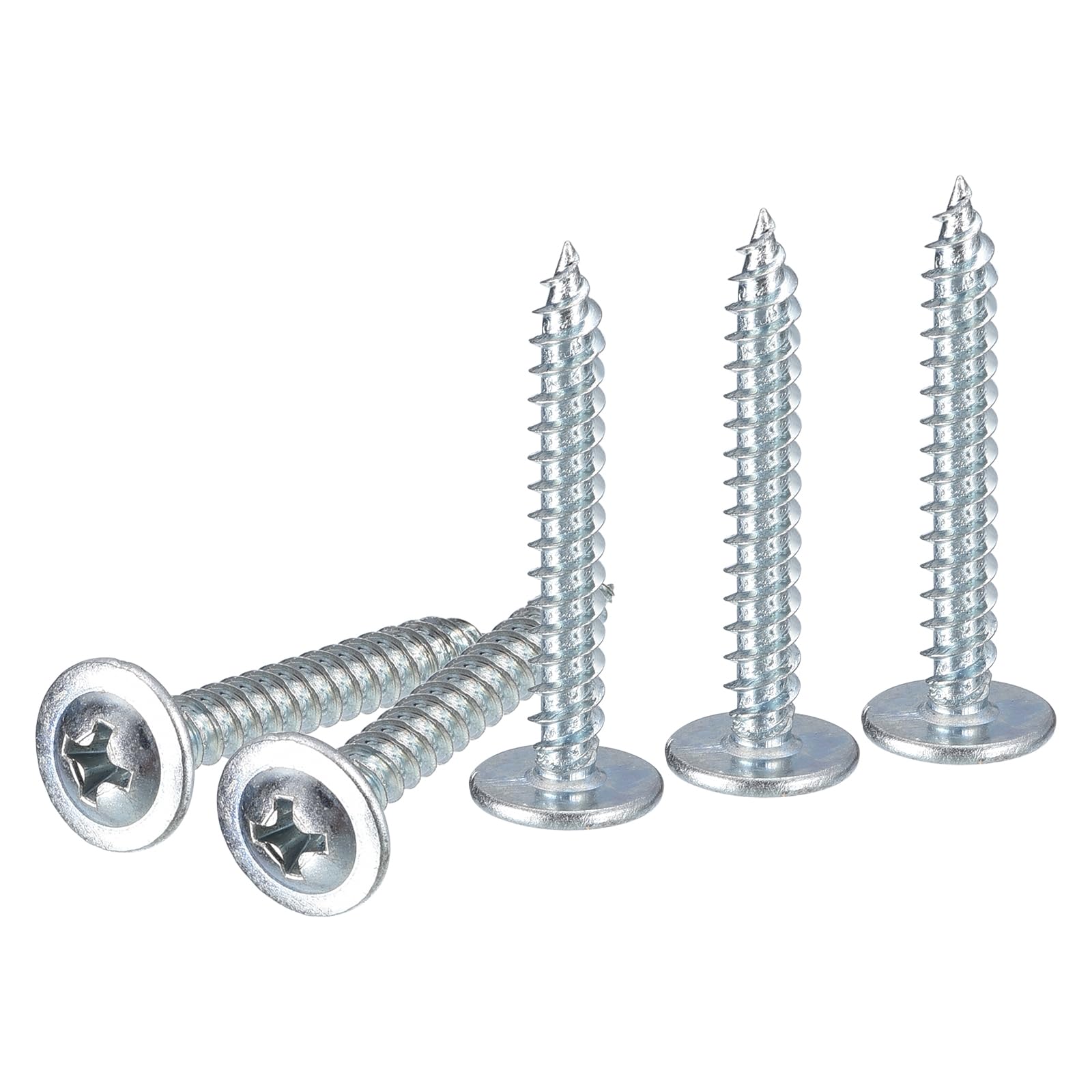 DTGN #8x1-1/4 Sheet Metal Screws - 100 Pack - for Wood, Furniture - Carbon Steel Phillips Modified Truss Head Self Tapping Pointed Tail Wood Screws - Blue White