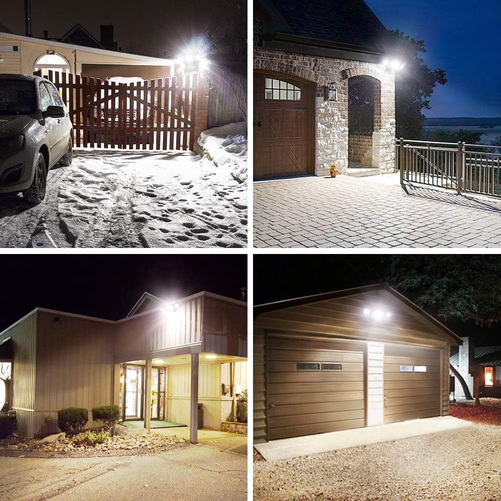 Onforu 2 Pack 50W LED Security Light, 5000LM LED Flood Light Outdoor Fixture with 3 Adjustable Heads, IP65 Waterproof, 5000K Day White Wall Mount Security Light for Eave, Exterior Garden, Porch - - 