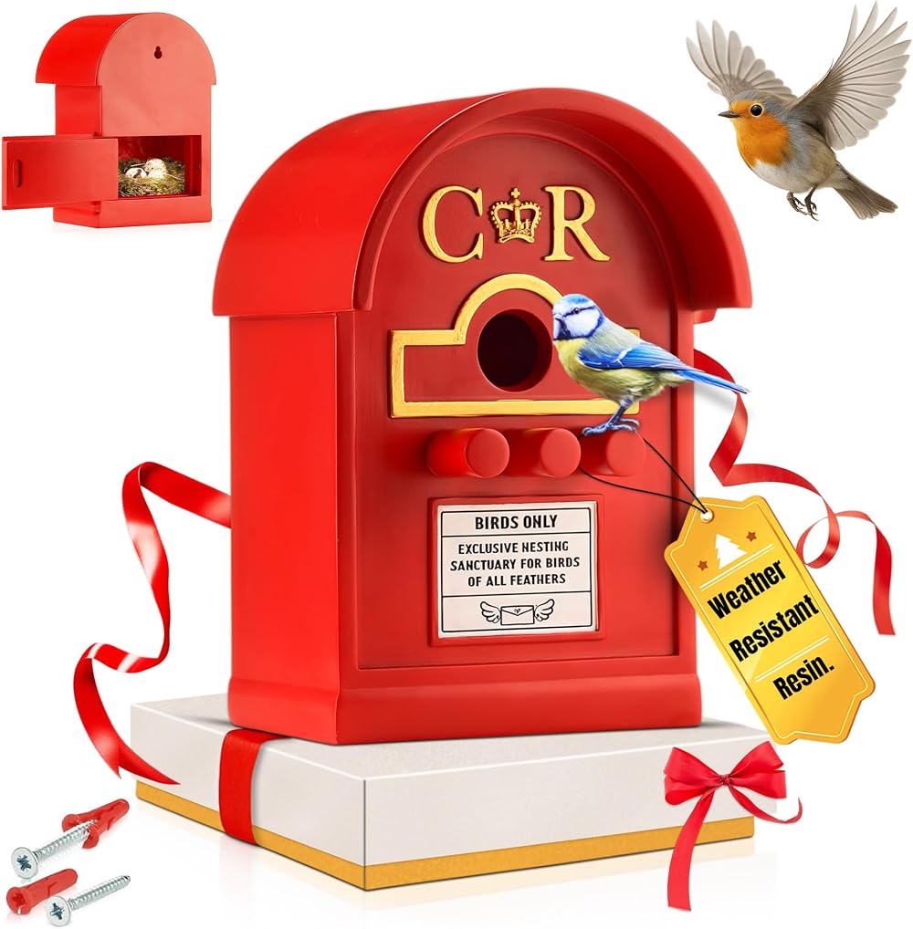 Wrenbury Postbox Bird House for Small Birds Hanging Resin UK Brand