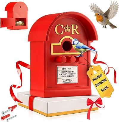 Wrenbury Postbox Bird House for Small Birds Hanging Resin UK Brand