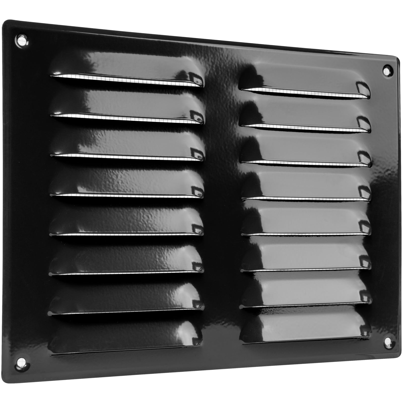 Vent Systems 260 x 190 mm / 10" x 8" Inch Black Vent Cover – Galvanised Steel Air Return Louvre Grill with Protective Mesh Screen – HVAC Grille for Wall or Ceiling Register for Home Improvement