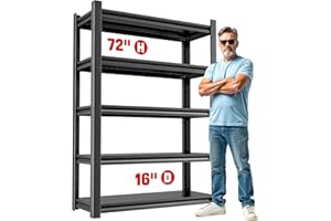 OLLRRACT Storage Shelving Rack - 5 Shelf Heavy Duty Garage Storage Shelf, Metal Shelving Organizer for Garage, Home, and Utility Rooms, Maximize Space with Easy Organization16 D x36 W x72 H