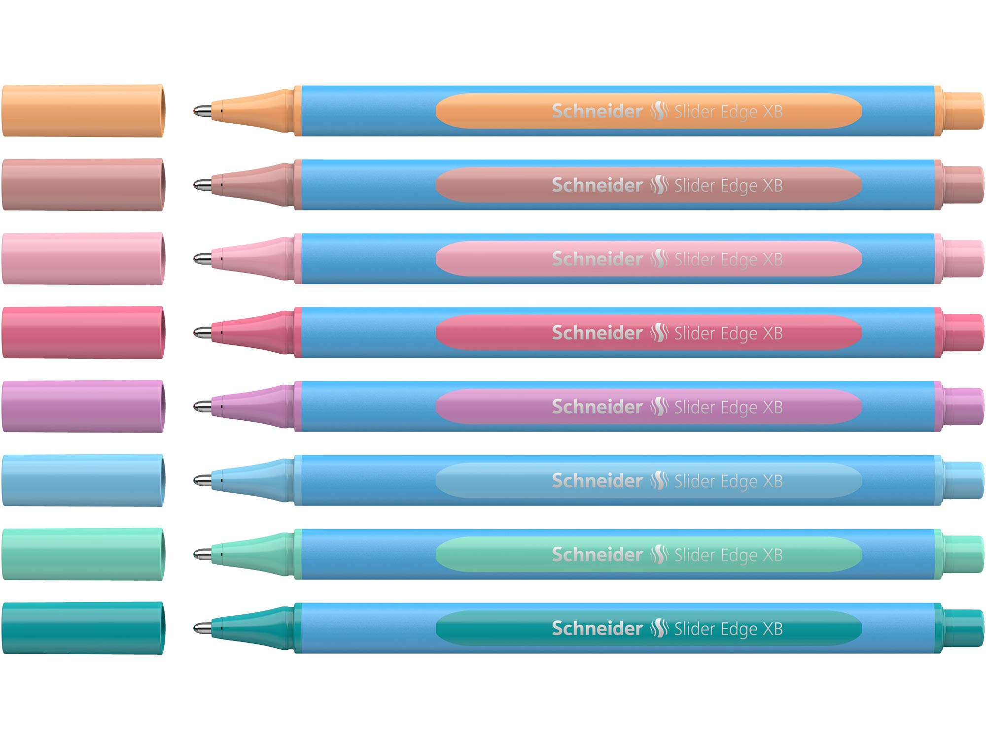 Schneider Slider Edge Pastel XB Ballpoint Pen, Triangular Pen with XB (extra broad) Line Width 8 Stück pastel