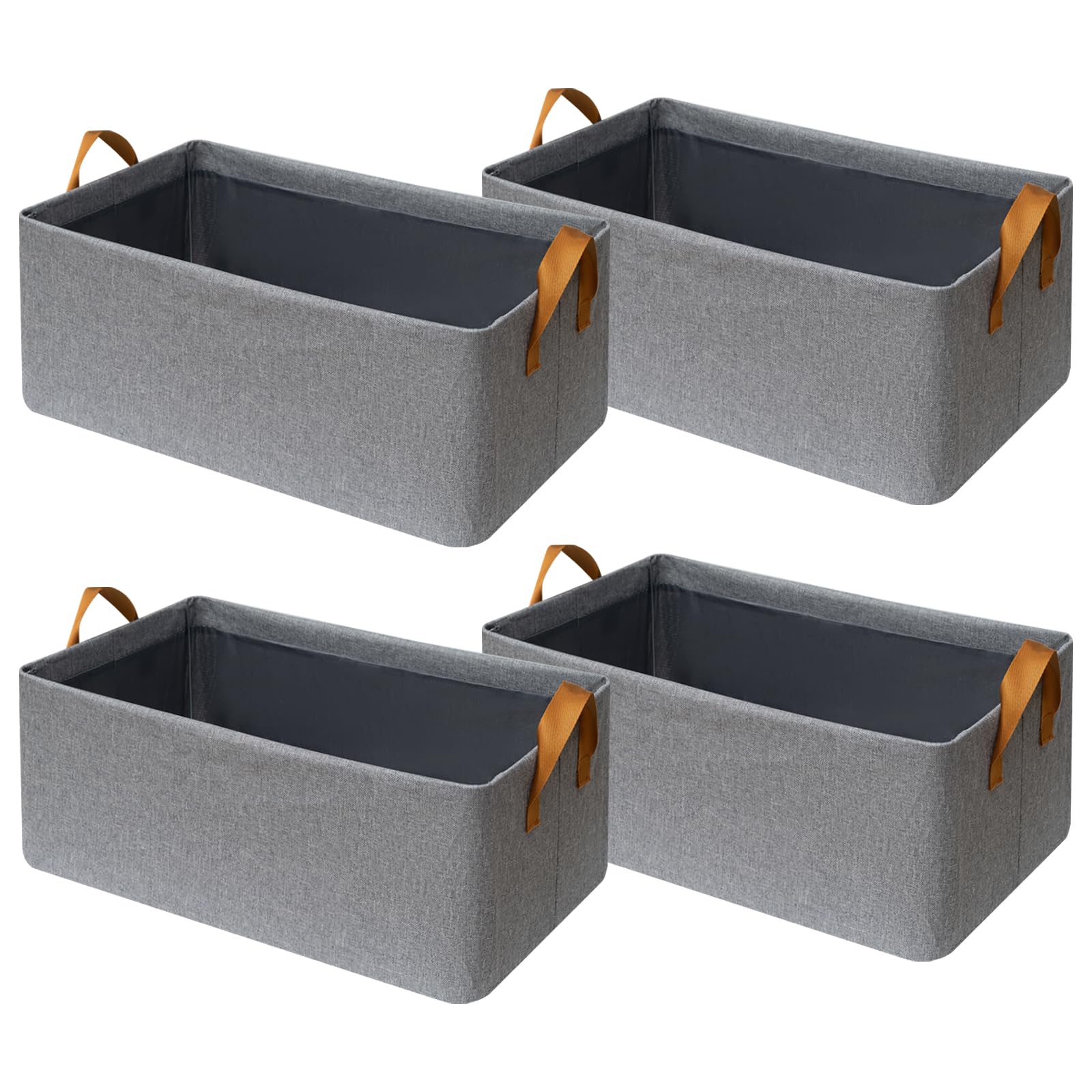 Photo 1 of 4 Pack Closet Cloth Storage Bins for Shelves,Medium Storage Baskets for Shelves, Fabric Bins for Closet organization with Handles? Gray 15''L x 10.2''W x 7.5''H?