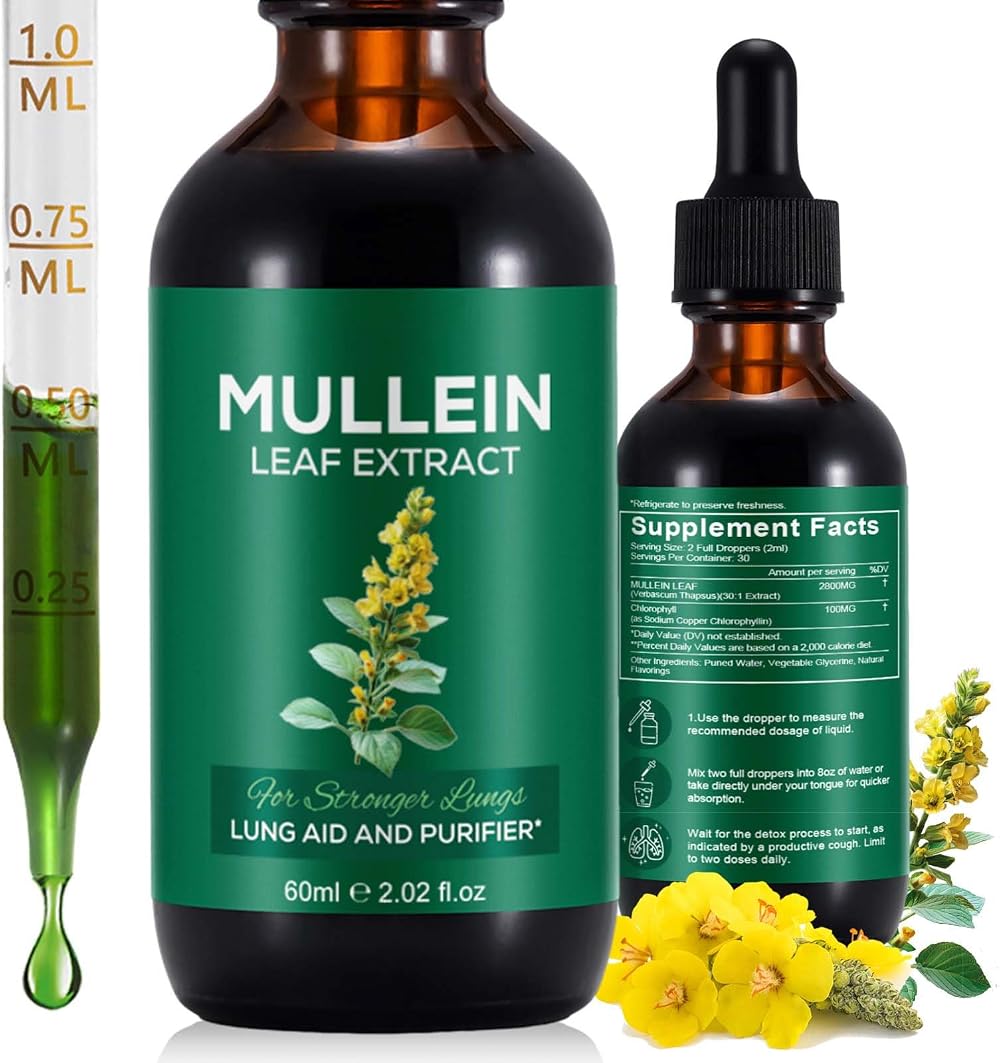 Vortexonix Mullein Drops for Lungs 2.02 fl oz Mullein Leaf Extract