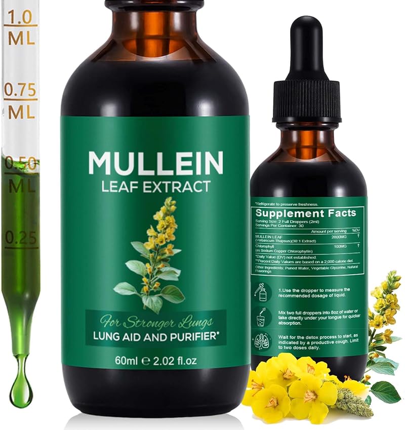 Vortexonix Mullein Drops for Lungs 2.02 fl oz Mullein Leaf Extract