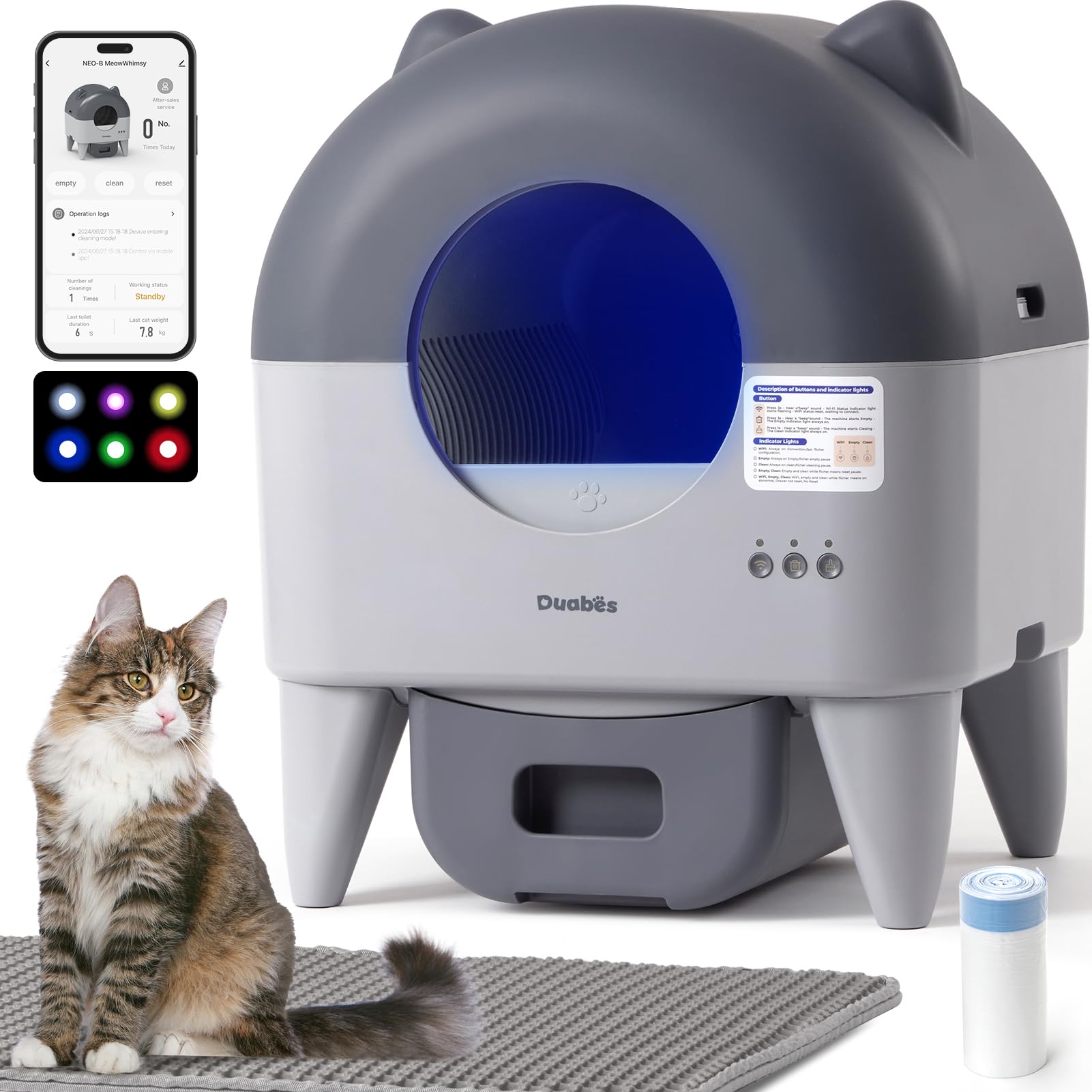 Photo 1 of Self Cleaning Litter Box Automatic: Extra Large Self-Cleaning for Multiple Cats - APP-Controlled with Smart Sensors - Odor-Free - Safety Protection - Low Noise with Anti-Track Litter Mat