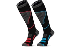 UNENOW Merino Wool Ski Socks 2 Pairs, Thermal Knee High Warm Socks for Snowboarding, Hiking, Cold Weather, Snow, Hunting