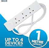 Status 4 Way Socket Extension Lead 1m Cable White 13A Wall Mountable view 3
