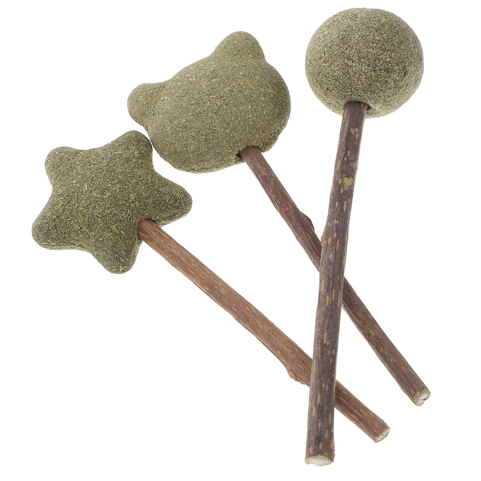 FRCOLOR 3pcs Catnip Lollipops Pet Interactive Toys Cat Bitting Cleaner Pet Interactive Wand Edible Kitten Silvervine Training Wand Teaser Toy Licking nip Toy Mint Balls Bite