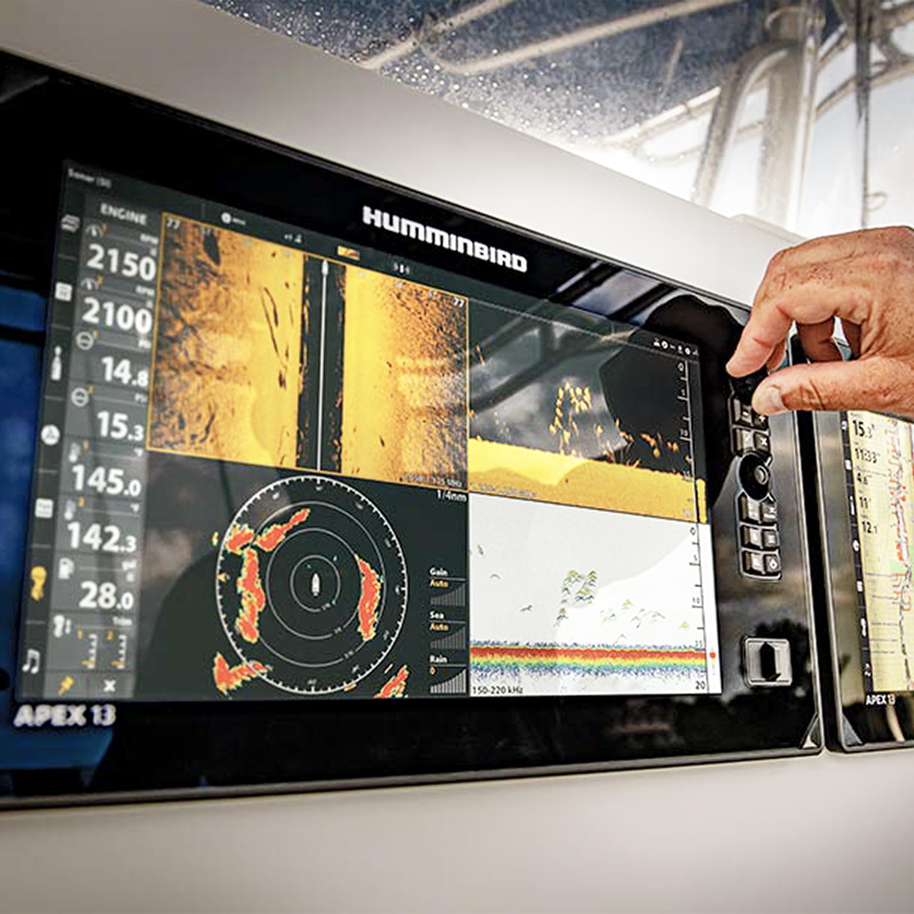 Humminbird APEX 19 GPS Fish Finder with Transducer, MEGA Side Imaging+ & HD Touchscreen