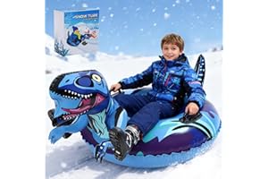 BSIEZC Dinosaur Snow Tube, Inflatable Snow Tube Snow Sled for Kids & Adults, Sledding Heavy Duty Reinforced Double Layers Bottom, Ideal Snow Toys Winter Outdoors Fun Boys Girls(1 Pack)
