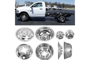 Lifeinfinity 4pcs 17" Polished Stainless Steel Dually Wheel Simulators Fit for 2003-2018 Dodge Ram 3500, 8 Lug 5 Hand Hole Bolt On Wheel Cover with Removable Centre Cap Hubcaps 708D