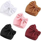 AQOKKA Newborn Baby Girl Hats with Bow Cotton Toddler Infant Beanie Cap Newborn Hospital Hats for Baby Girl Kid 0-24 Months