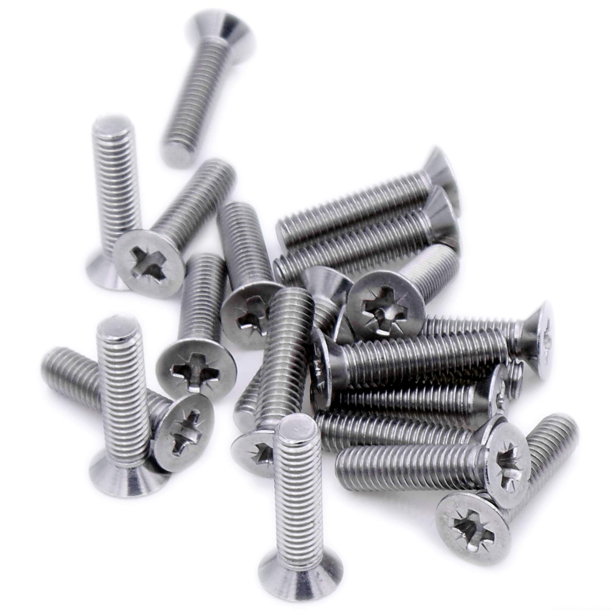 M4 (4mm x 40mm) Pozi Countersunk Machine Screw (Bolt) - Stainless Steel (A2) (Pack of 20)