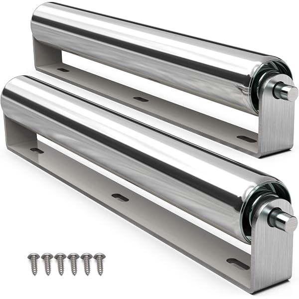 HOZEON 2-Pack Conveyor Rollers - 10 Inch Long, 1.5 Inch Diameter Galvanized Steel Roller & Bracket Set