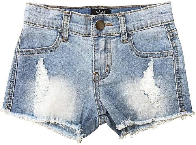 little girl in denim shorts