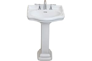 Fine Fixtures Roosevelt Bathroom Pedestal Sink – 22-Inch Small Pedestal Sink, Durable Vitreous China Ceramic with 8 Inch 3-Hole Bathroom Sink Faucet – Ideal for Modern Bathrooms