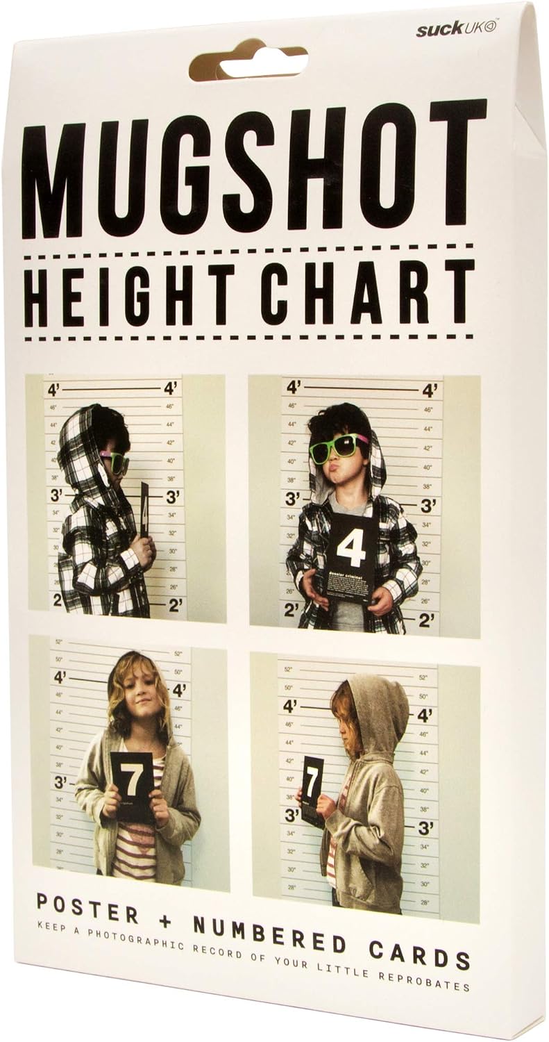 Suck UK Mugshot Height Chart, White/ Black, 20 cm x 12.3 cm - Image 4