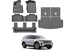 Cacartist Floor Mats Cargo Liner Custom Fit for Ford Explorer 2020-2025 2026 (7 Seats Only) Accessories TPE 3D All Weather Fl