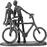 Ruikety Bicycle Themed Gifts - Bike Couple Figurine Statue Black Hand Sculptures for Living Room Bicycle Wall Decor Iron Love Sculpture