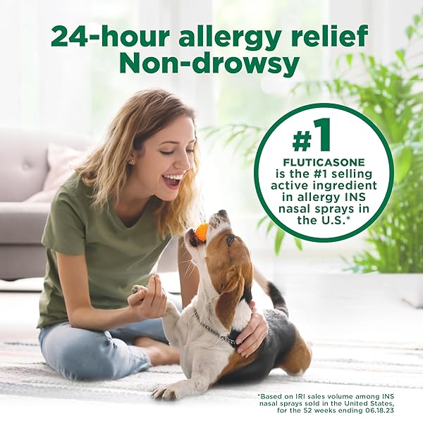 AMAZON BASIC CARE 24-HOUR ALLERGY RELIEF NASAL SPRAY, FLUTICASONE PROPIONATE (GLUCOCORTICOID) 50 MCG, FULL PRESCRIPTION STRENGTH, NON-DROWSY, 0.62 FL OZ (PACK OF 3)